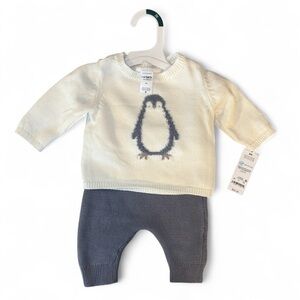 NWT Carter’s 3 Months Penguin Matching Set Unisex Knitted